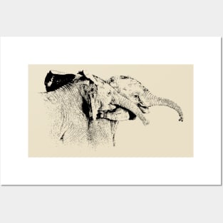 Affectionate Young Elephants | African Wildlife Posters and Art